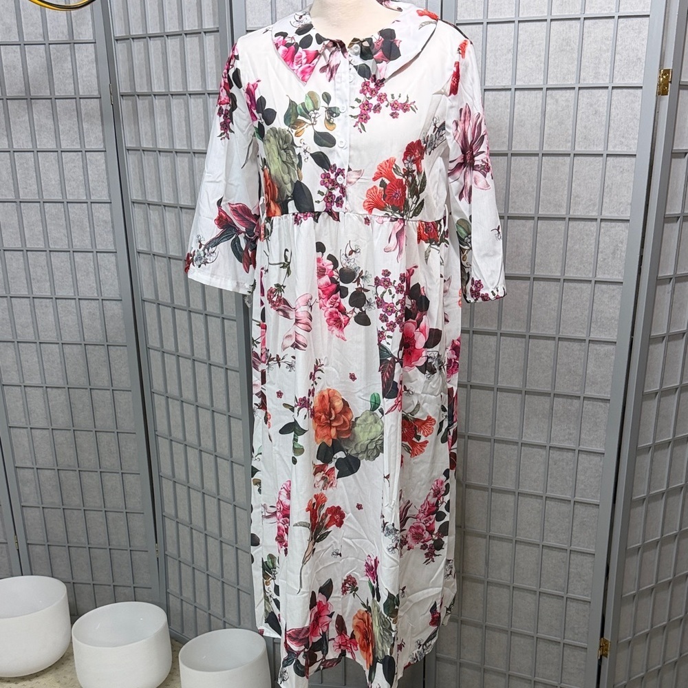 Multicolor Floral Long Sleeve Dress, Size Small